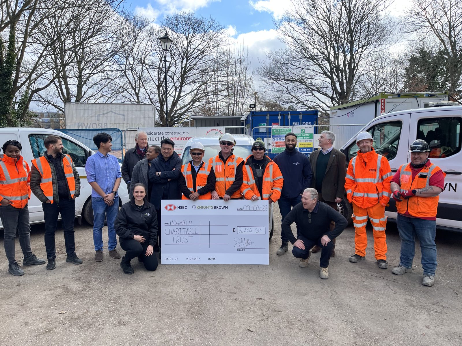 Cheque presentation to the Hogarth Charitable Trust from Knights Brown