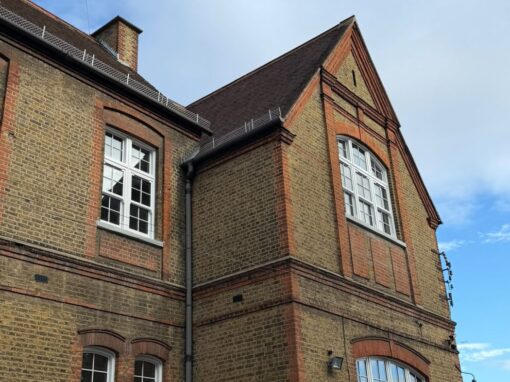 Corner of the building with the Hogarth sign