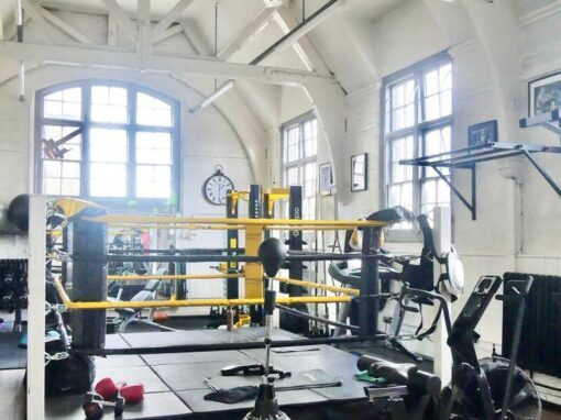 Boxing gym, wide view